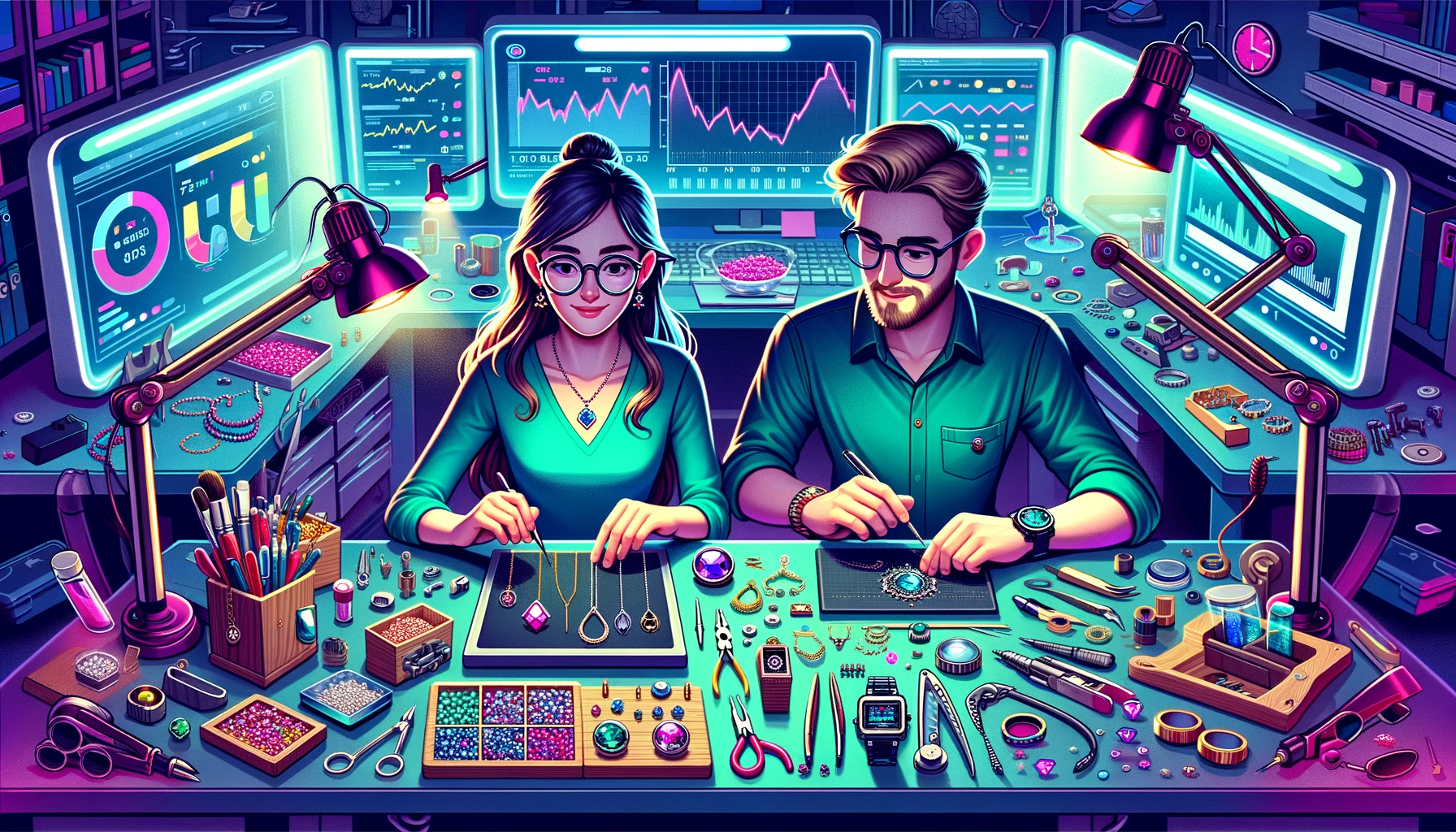 Illustrated workshop scene